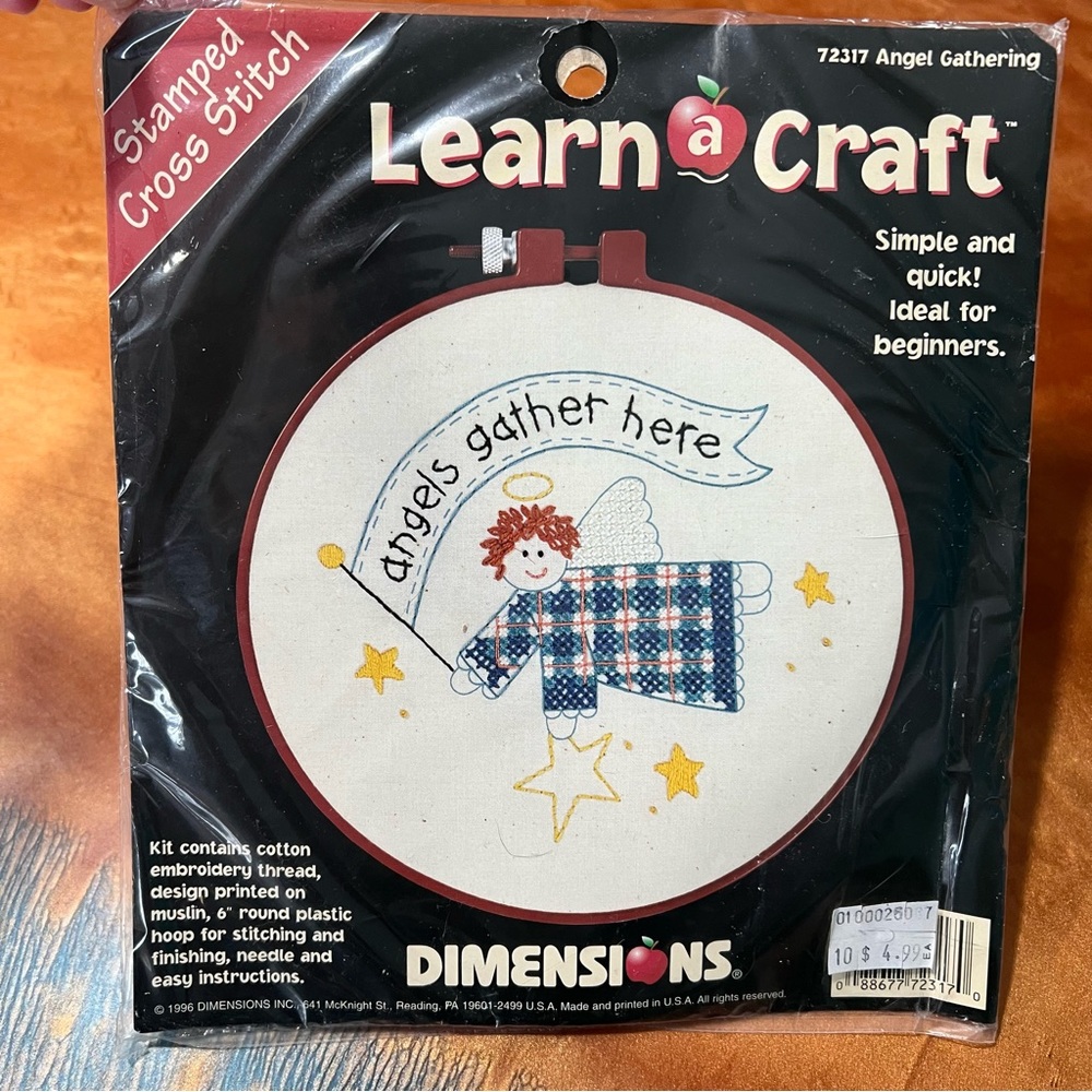 Vintage Dimensions Cross Stitch Kit New Angels Gather Here 1996 USA primitive 90 - Picture 4 of 5